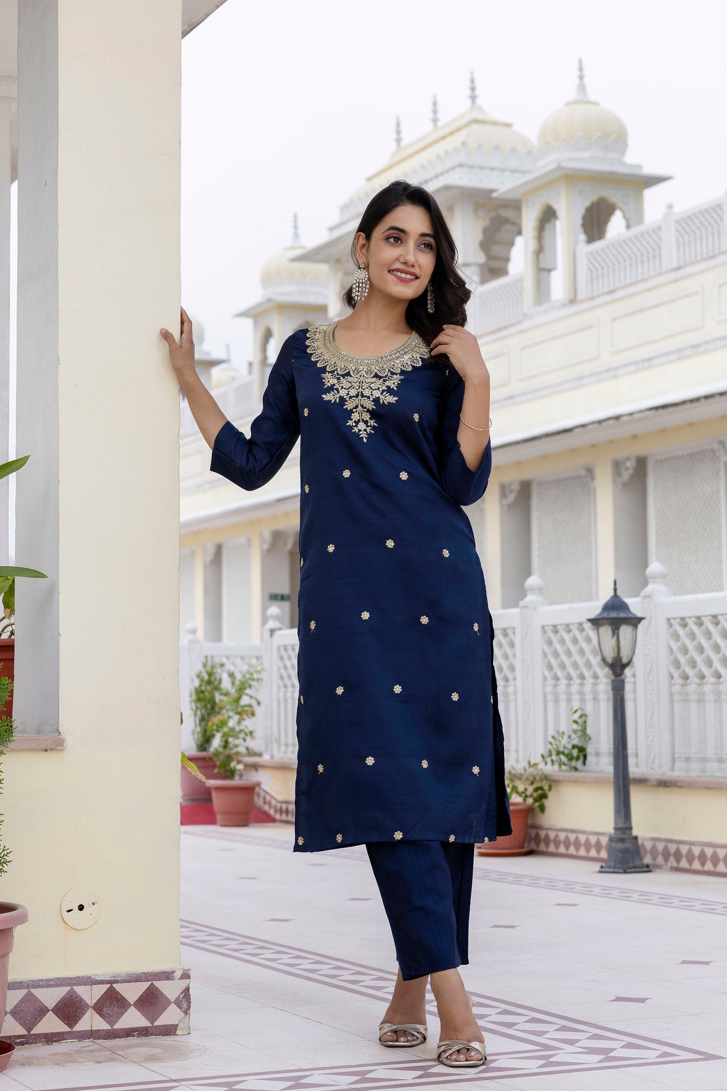 Premium Rayon Embroidery Suit Set with Organza Dupatta