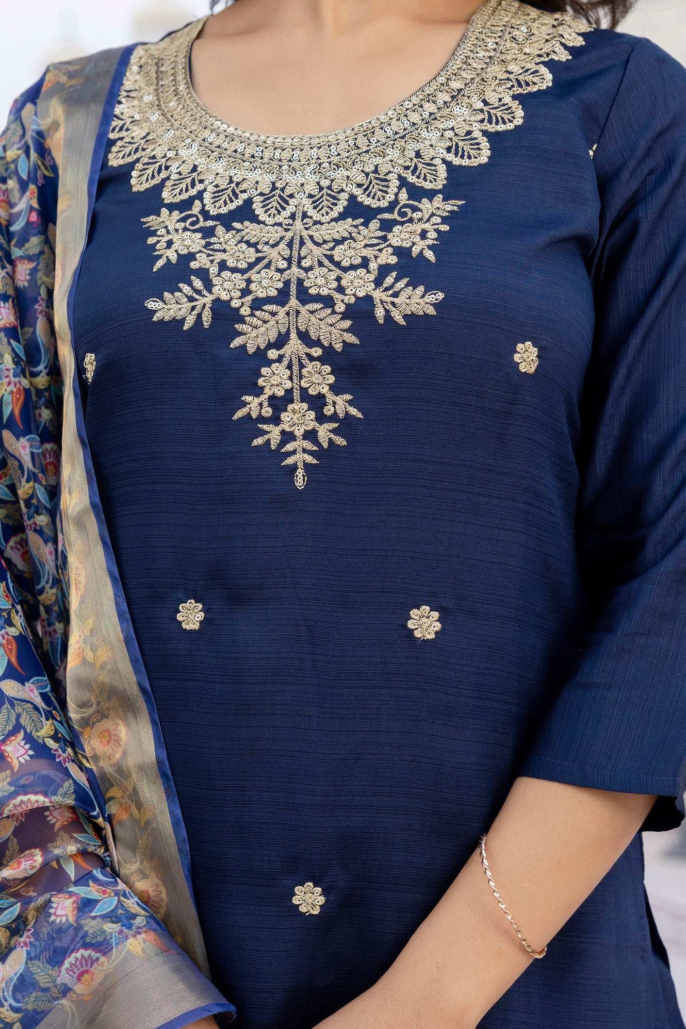 Premium Rayon Embroidery Suit Set with Organza Dupatta