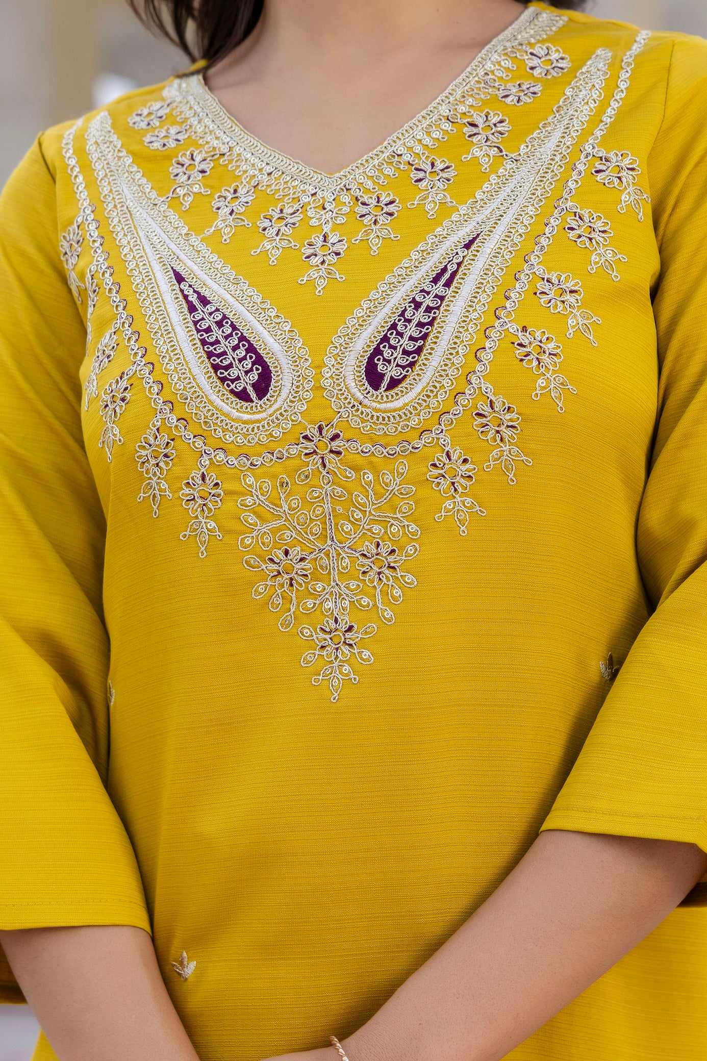 Sunshine Yellow Ethnic Set with Rich Chandery Dupatta Charm